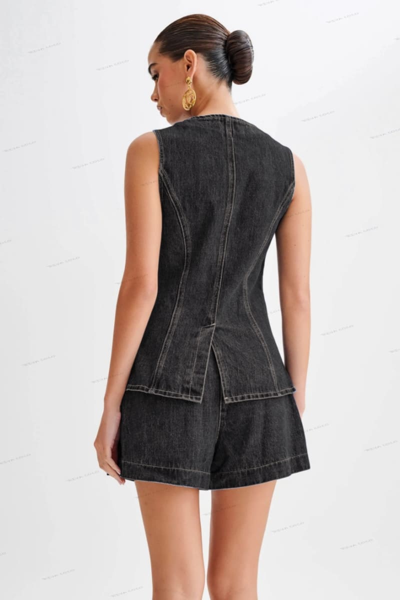 Button-Up Denim Shorts