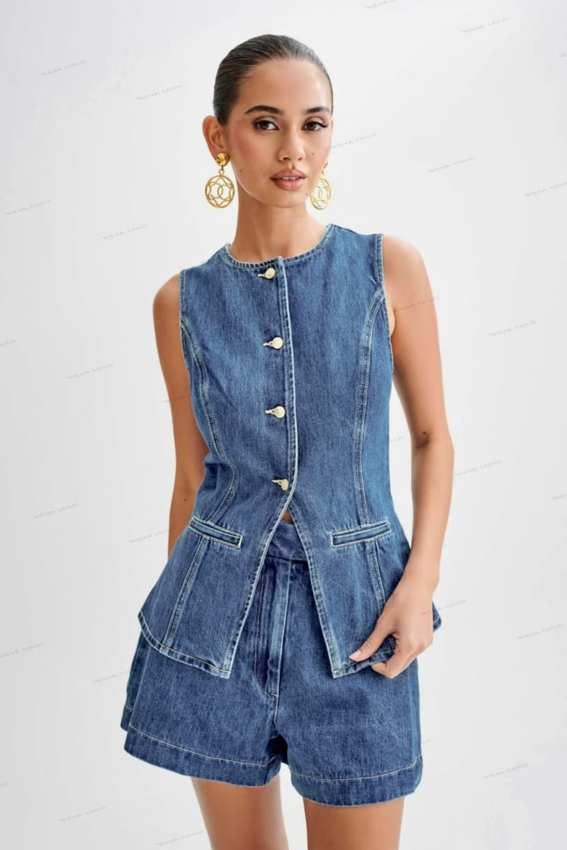 Button-Up Denim Shorts