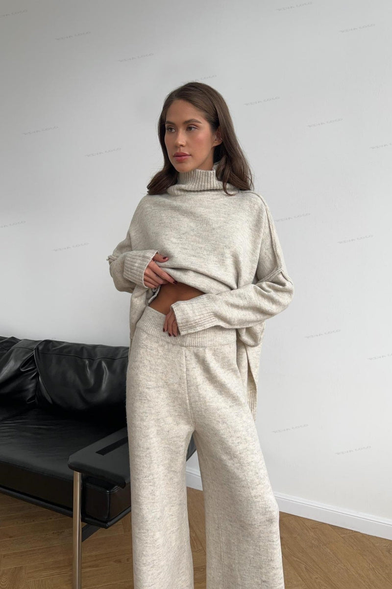 Coltrui met split, losse gebreide broek set