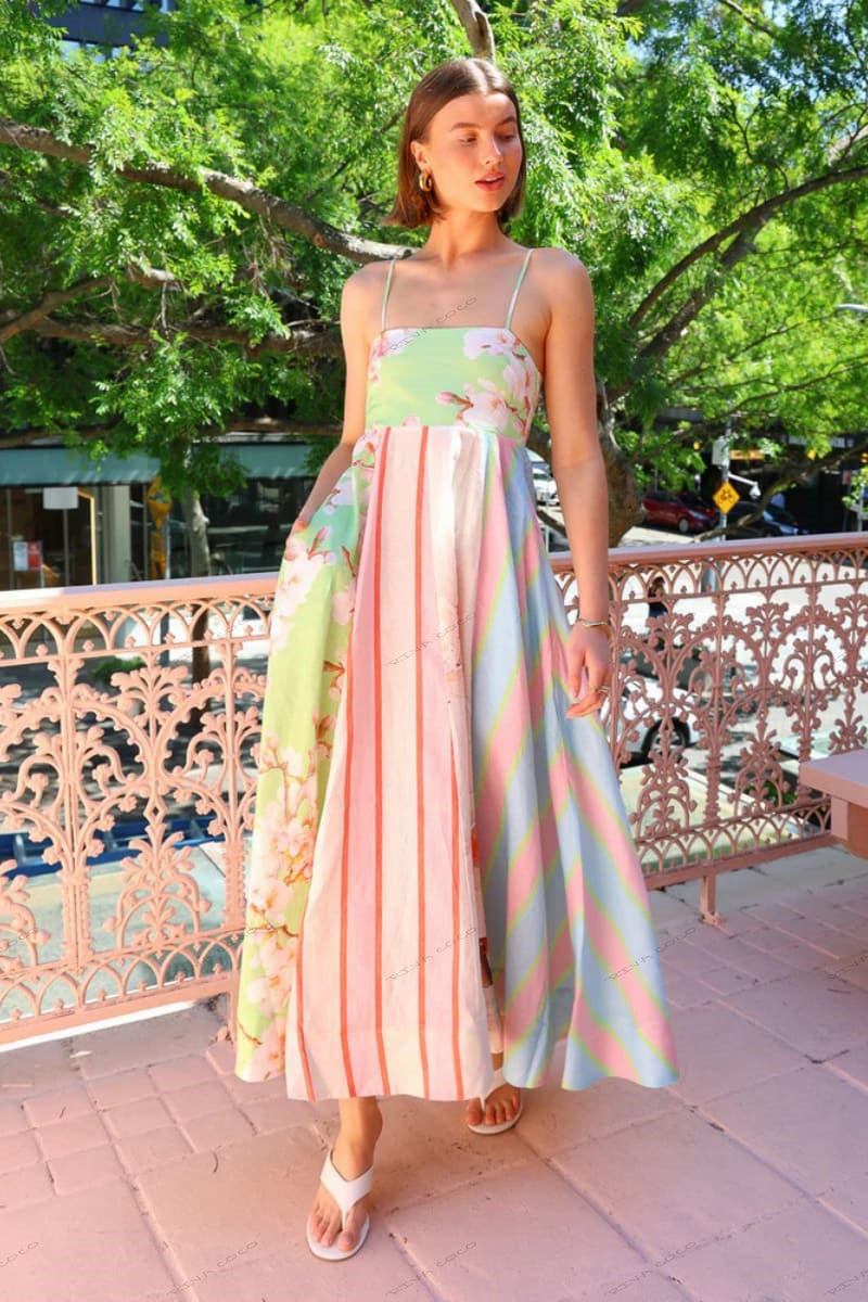 Graffiti Print Sleeveless A-Line Maxi Dress