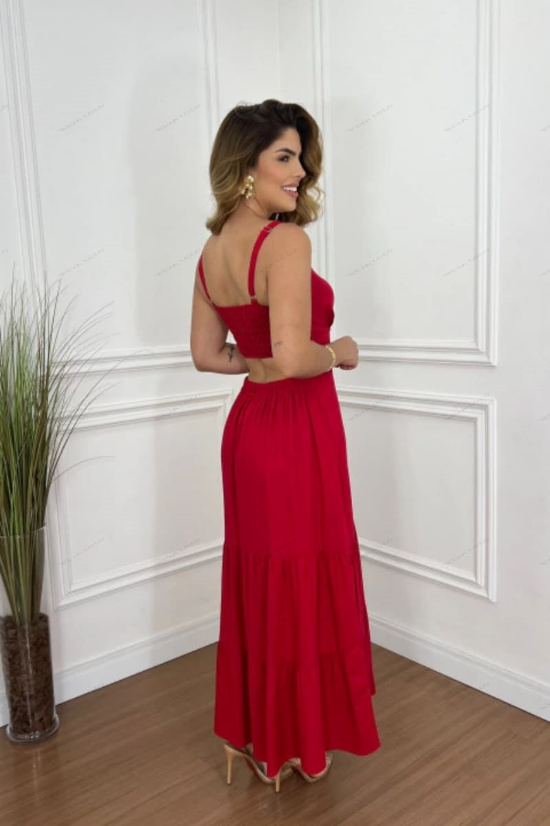 Trendy veelzijdige midi-jurk met spaghetti bandjes in effen kleur