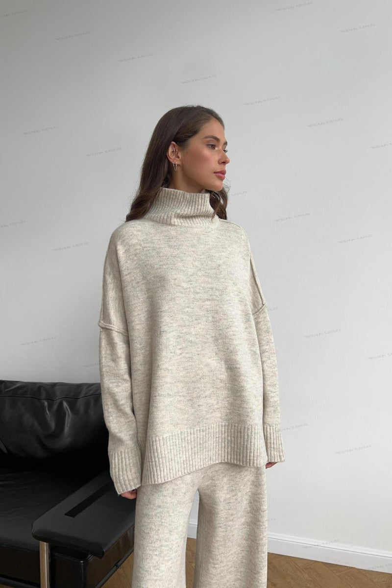 Coltrui met split, losse gebreide broek set