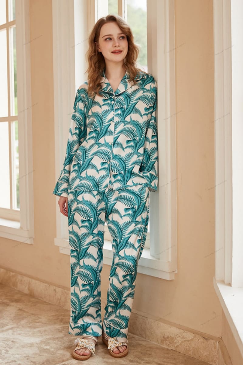 Mimosa Patroon IJszijde Lange Mouw Casual Set