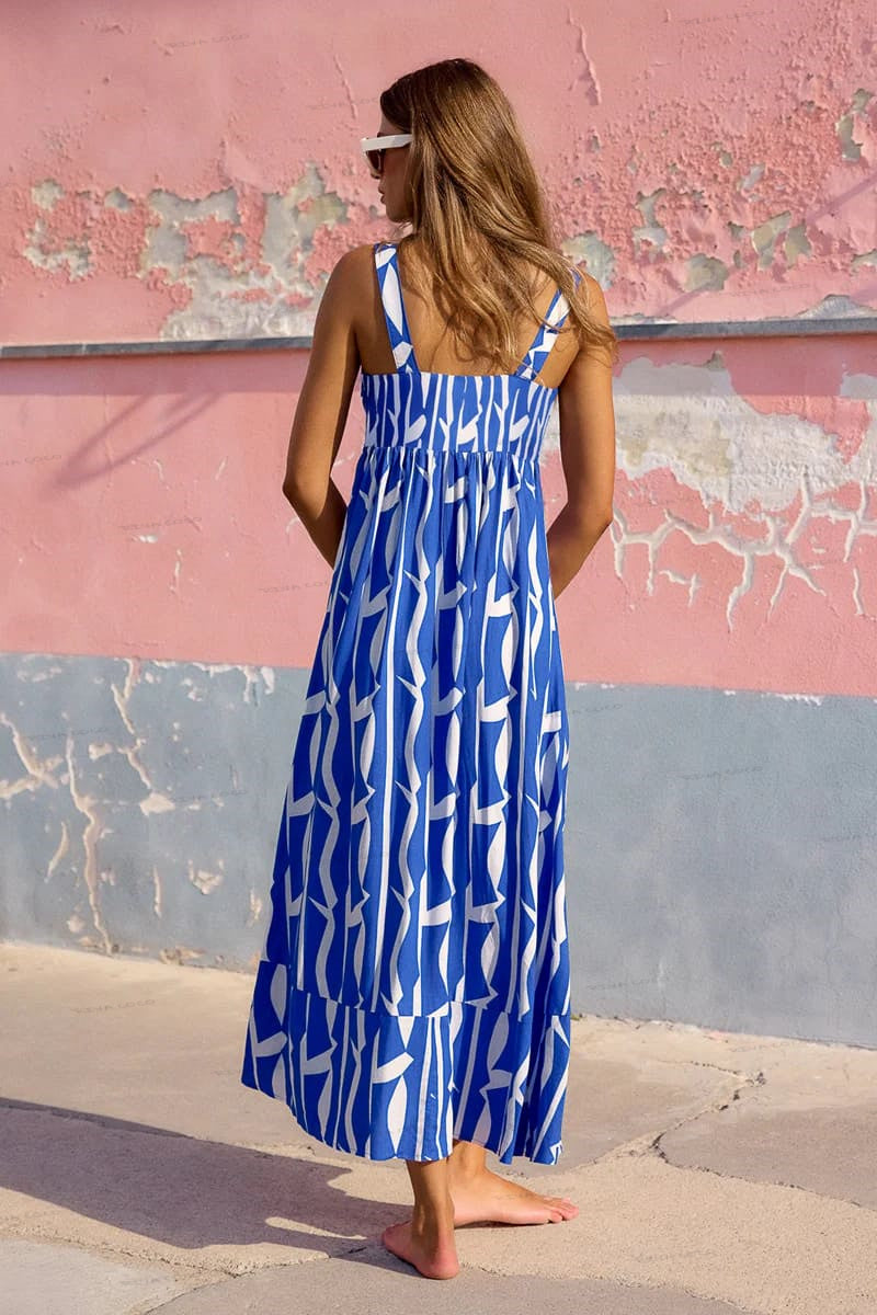 Vakantiestijl Franse bloemenprint maxi-jurk
