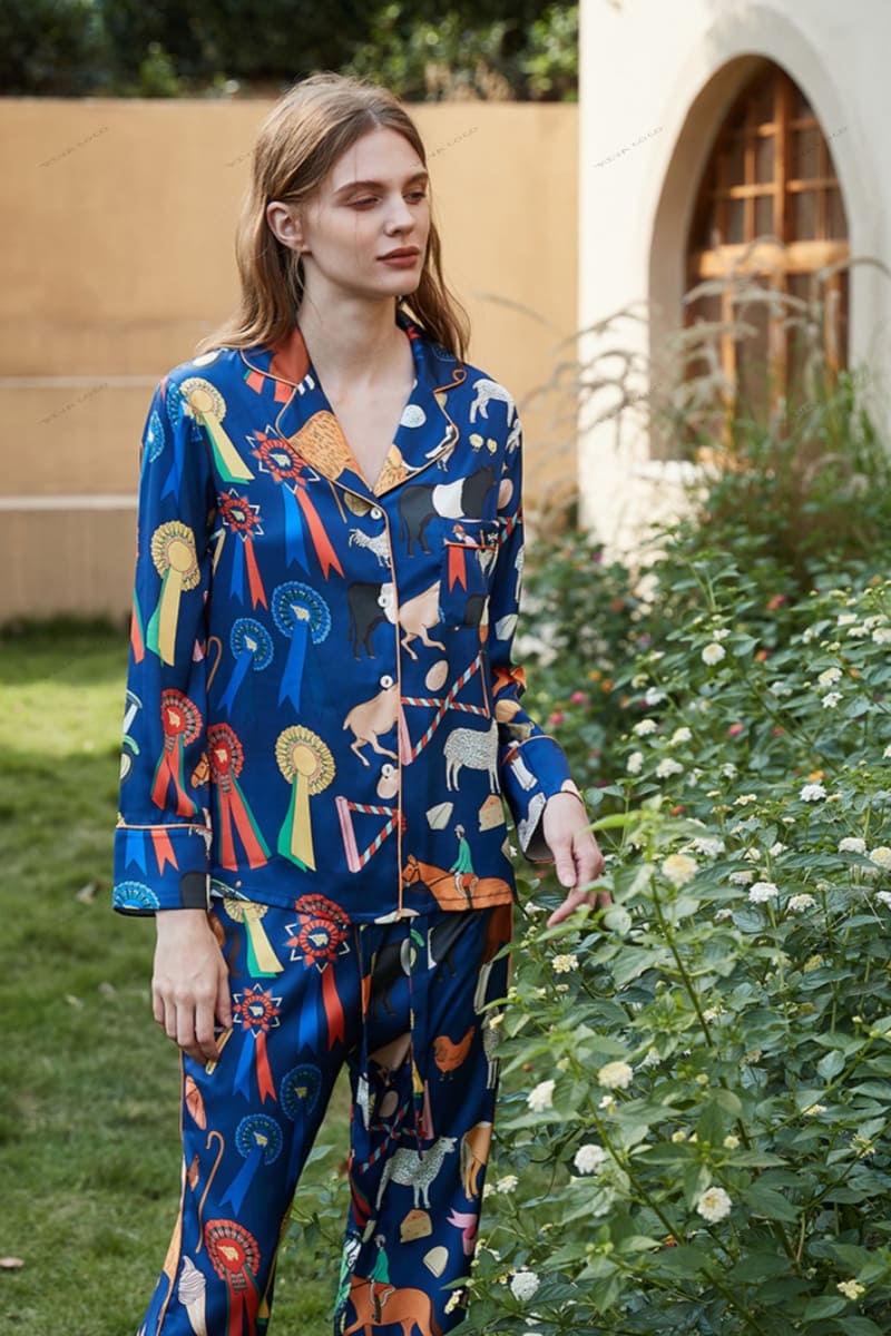 Cute Cartoon Animal Print Long Sleeve Pajama Set