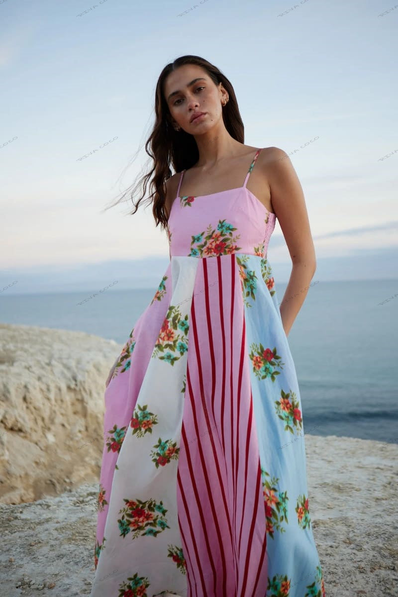 Graffiti Print Sleeveless A-Line Maxi Dress
