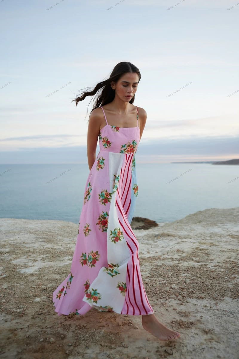 Graffiti Print Sleeveless A-Line Maxi Dress