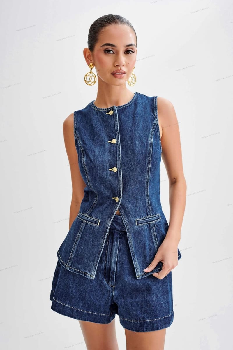 Button-Up Denim Shorts