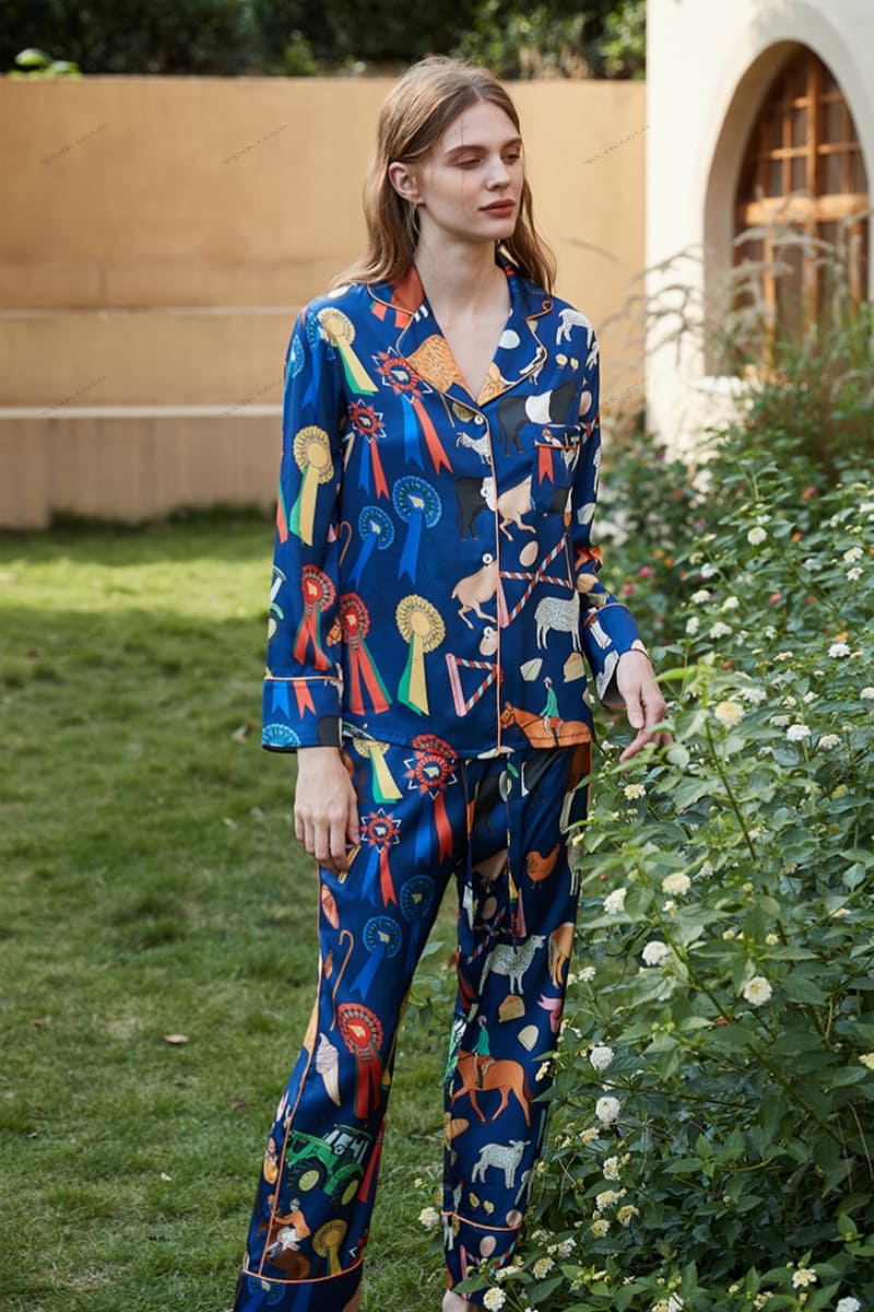 Cute Cartoon Animal Print Long Sleeve Pajama Set