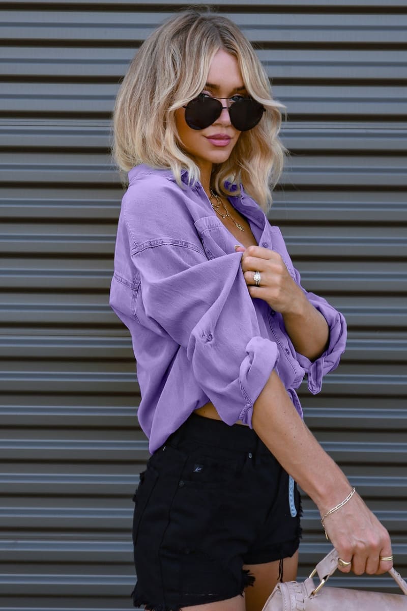 Denim Pocket Front Tie Shirt
