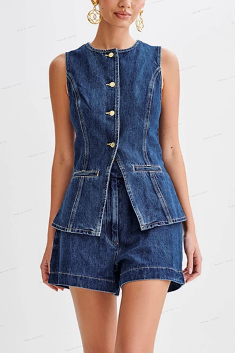 Button-Up Denim Shorts
