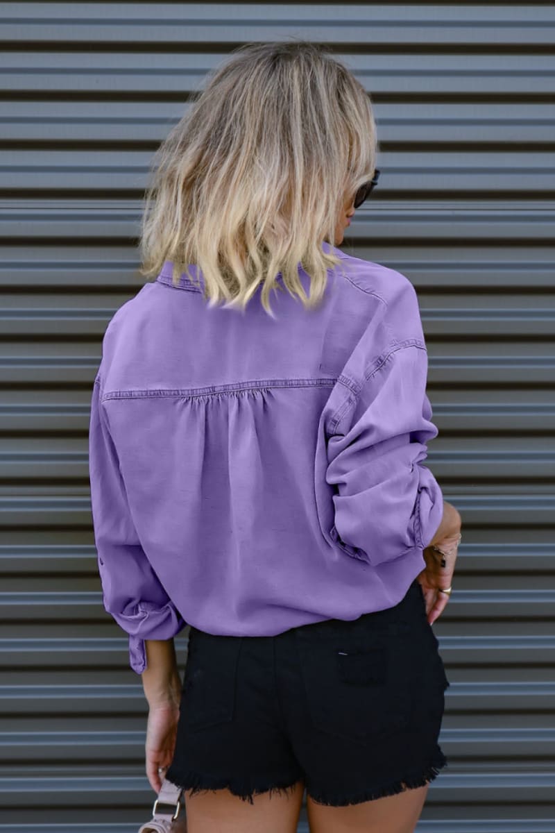 Denim Pocket Front Tie Shirt