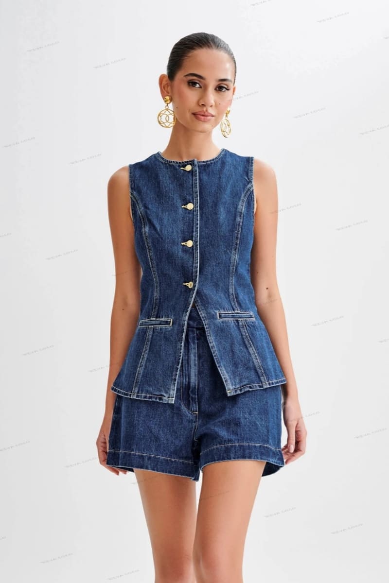 Button-Up Denim Shorts