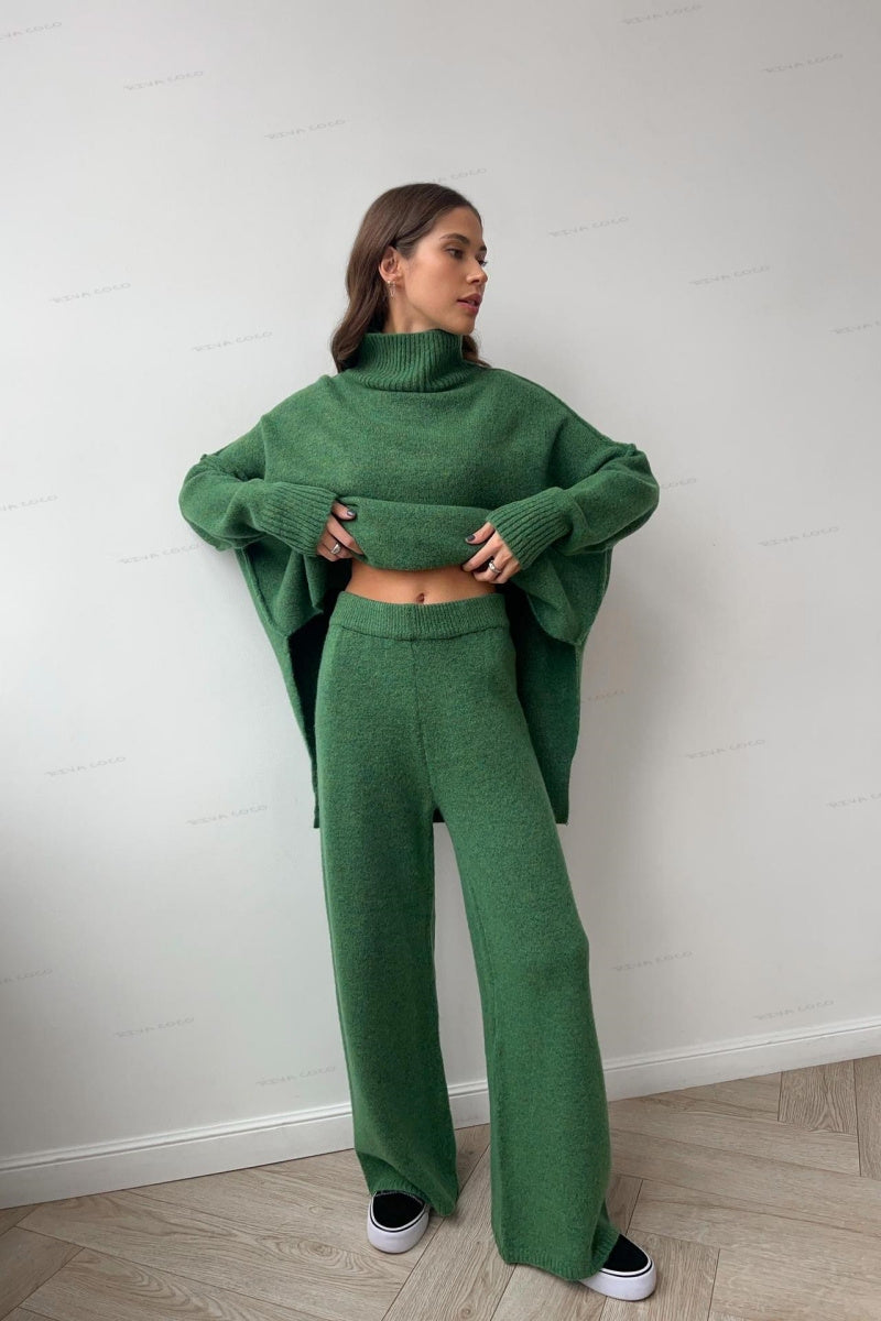 Coltrui met split, losse gebreide broek set