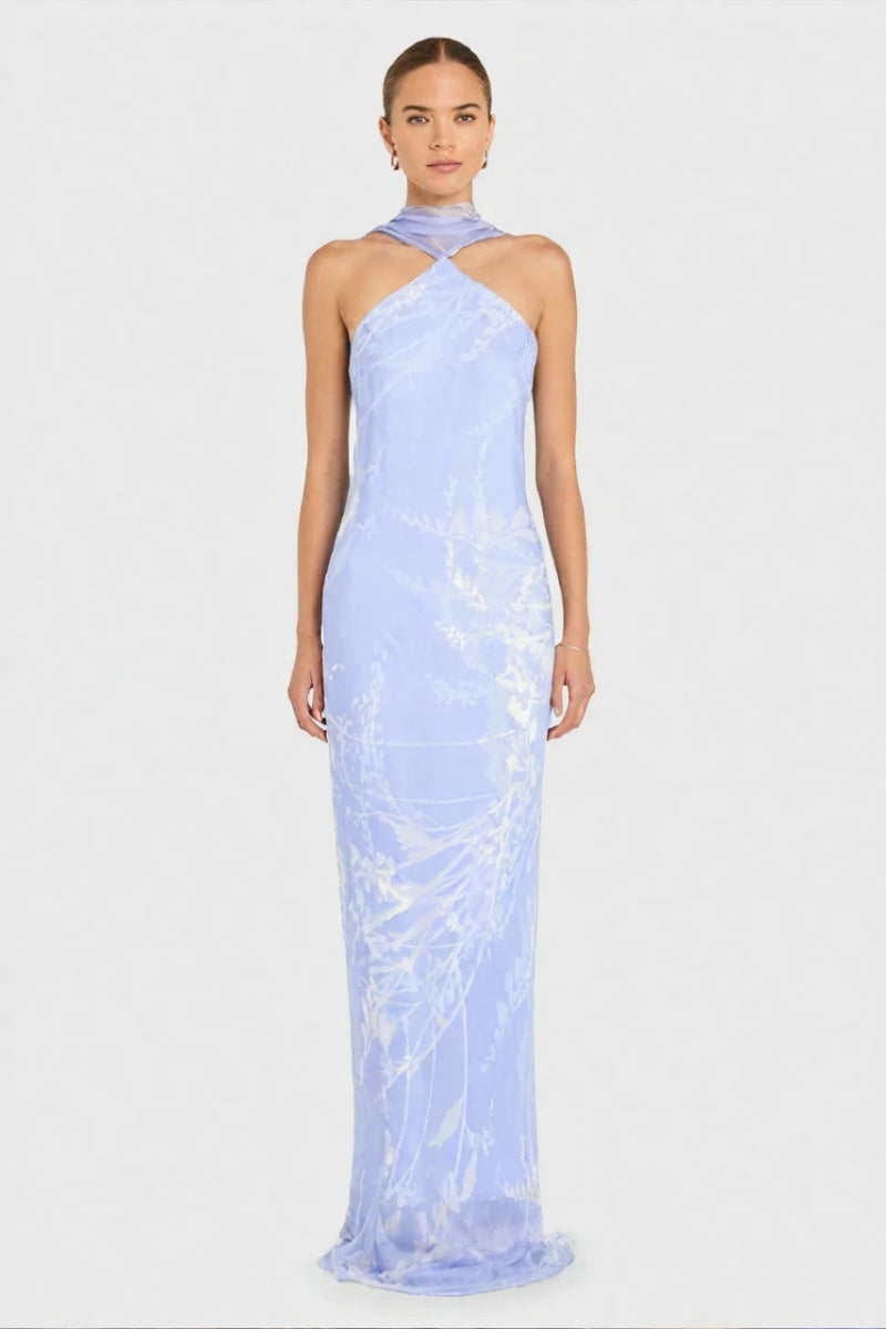 Lavendel halter sjaal strik jurk