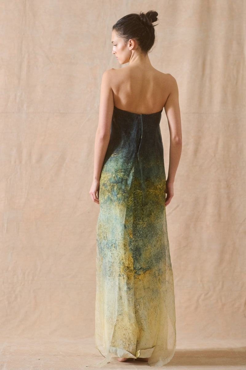 Strapless Ombre Silk Gown