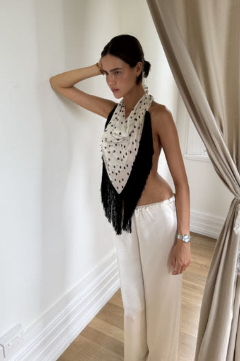 Punkte Chiffon Fransen Schal