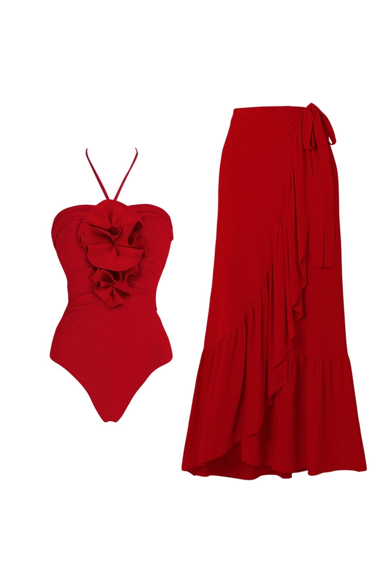 Strappy One-Piece with Removable 3D Floral