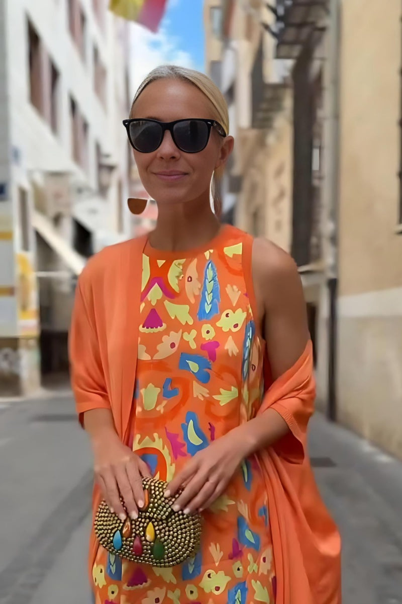 Bohemian Printed Maxi & Cardigan Set