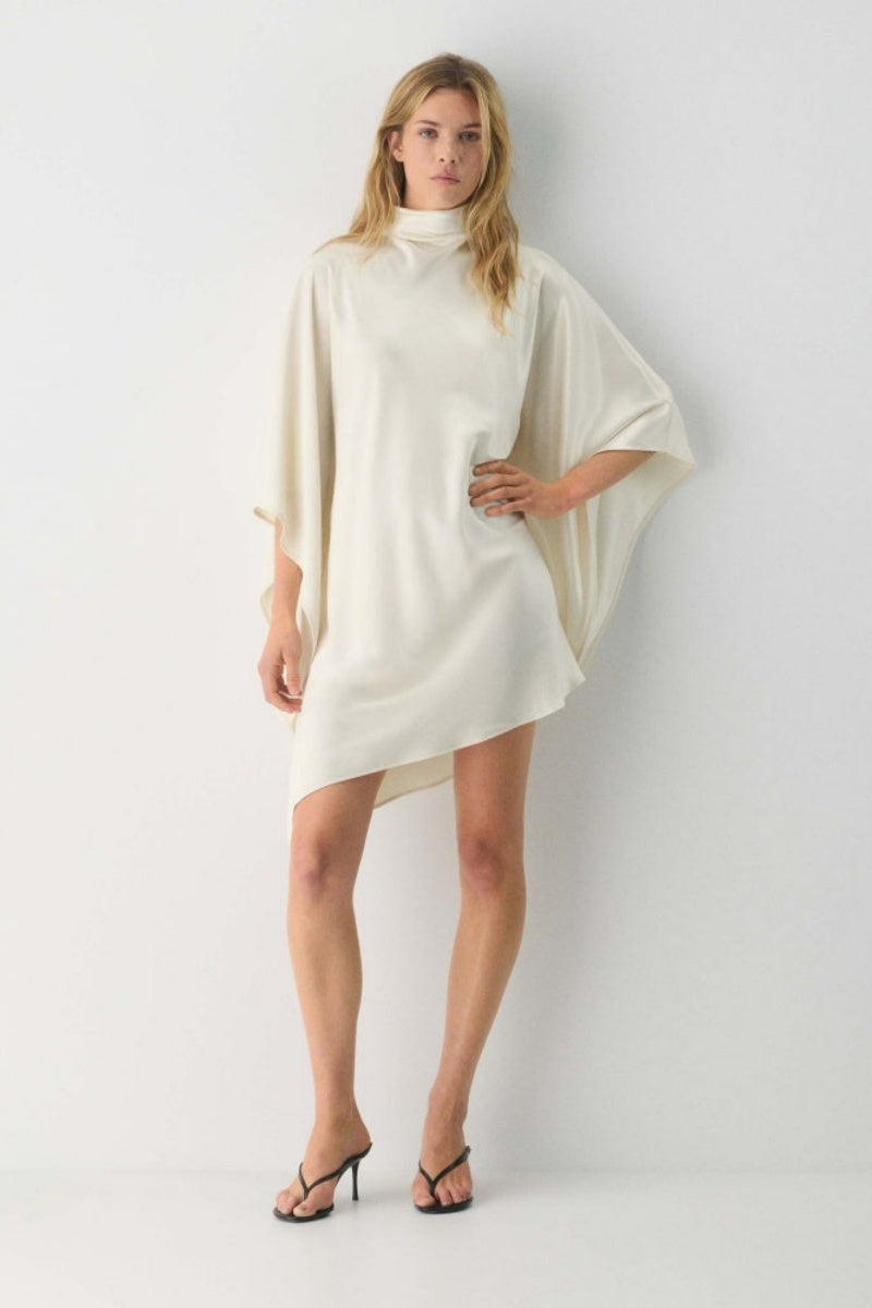 Cape Sleeve Satin Wide-Leg Set
