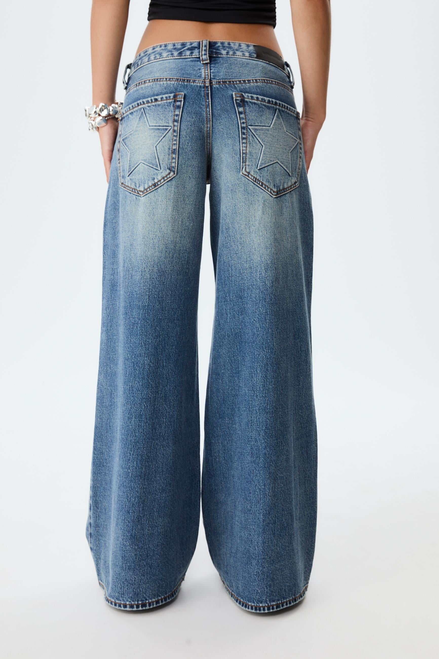 Star Pocket Wide Jeans