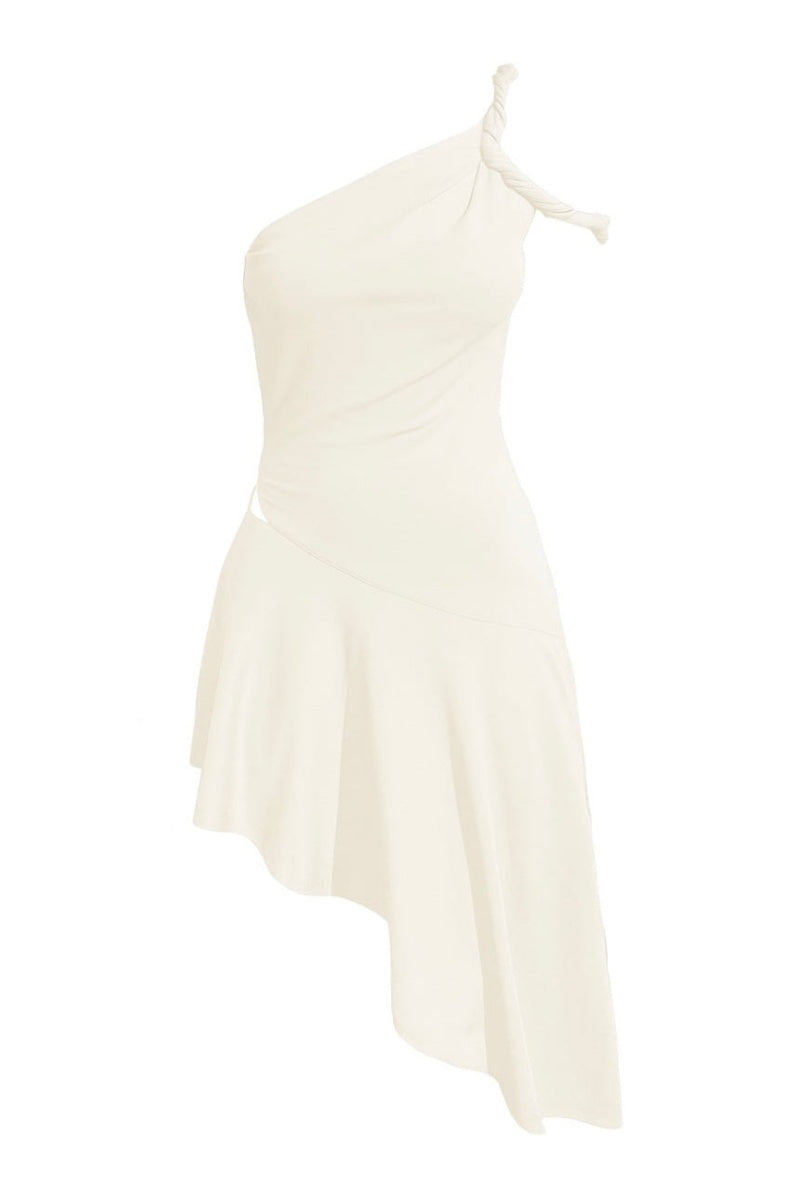 One-shoulder asymmetrisk udskæring midt