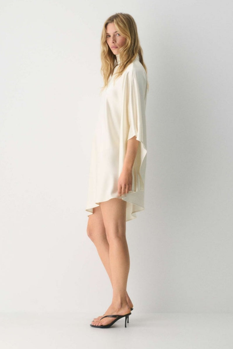 Cape Sleeve Satin Wide-Leg Set