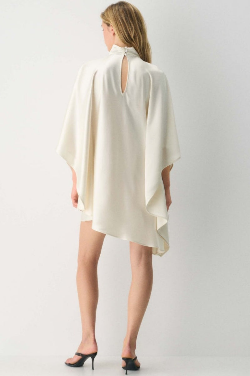 Cape Sleeve Satin Wide-Leg Set