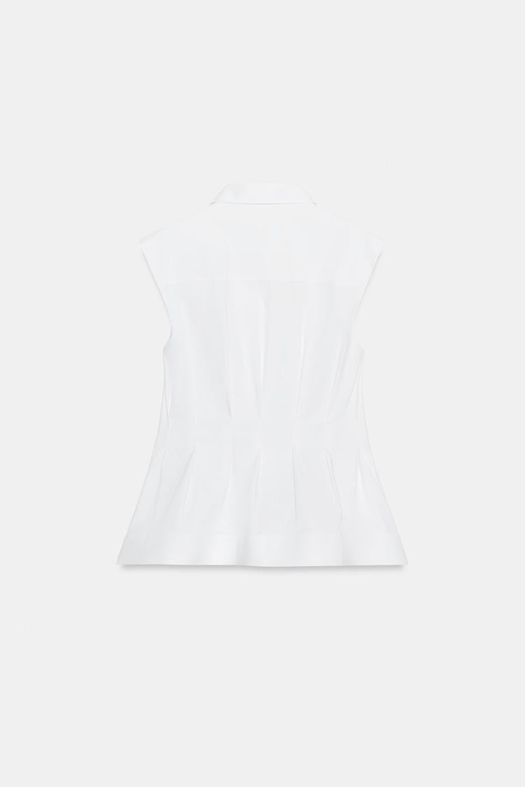 Cămașă albă sculpturală cu peplum