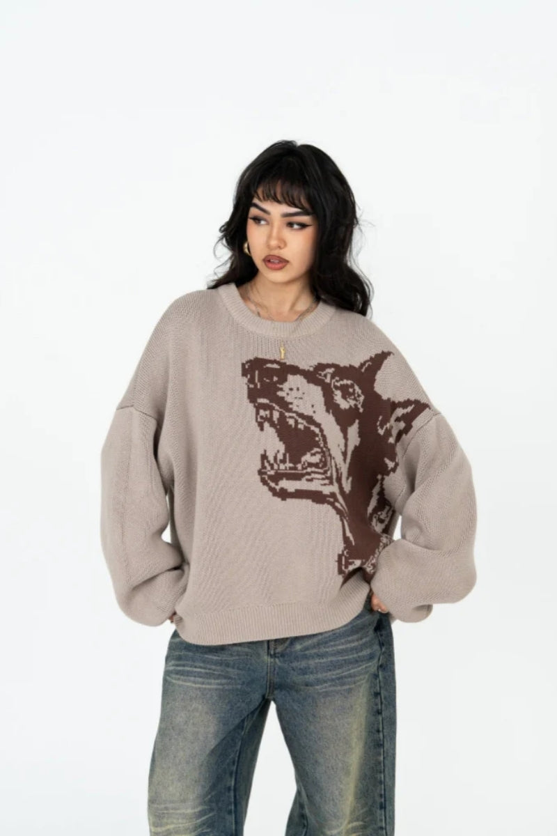 Doberman Graphic Knit Sweater