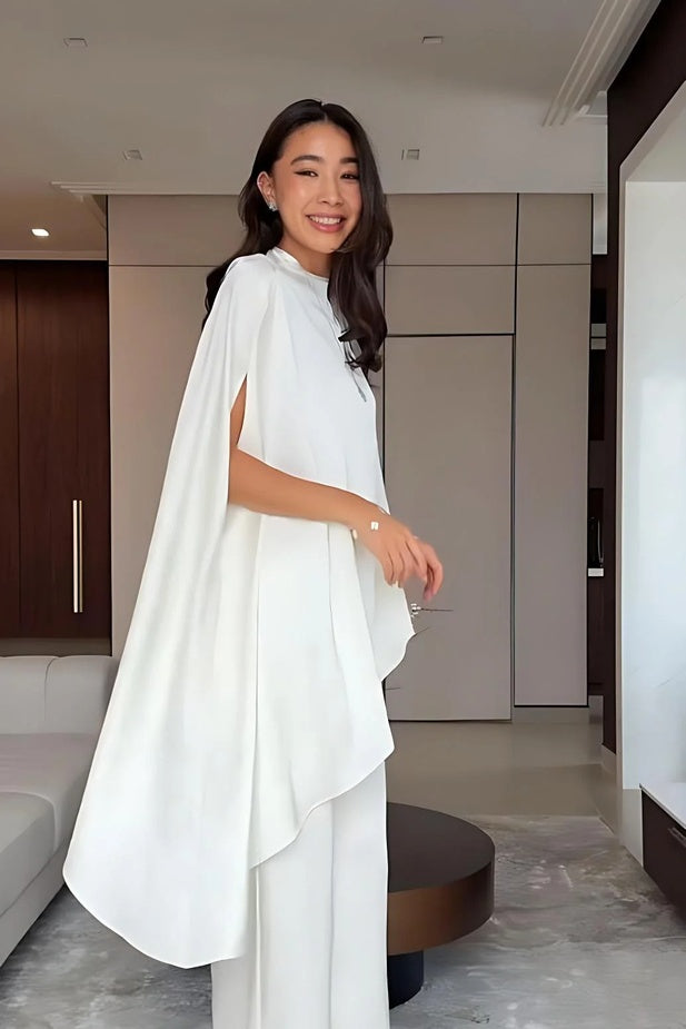 Set ng Maluwang na Pantalon na may Cape Sleeve