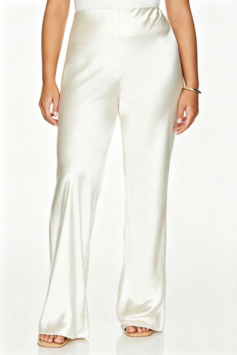 Cape Sleeve Satin Wide-Leg Set