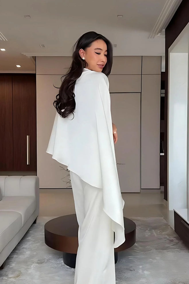 Set ng Maluwang na Pantalon na may Cape Sleeve
