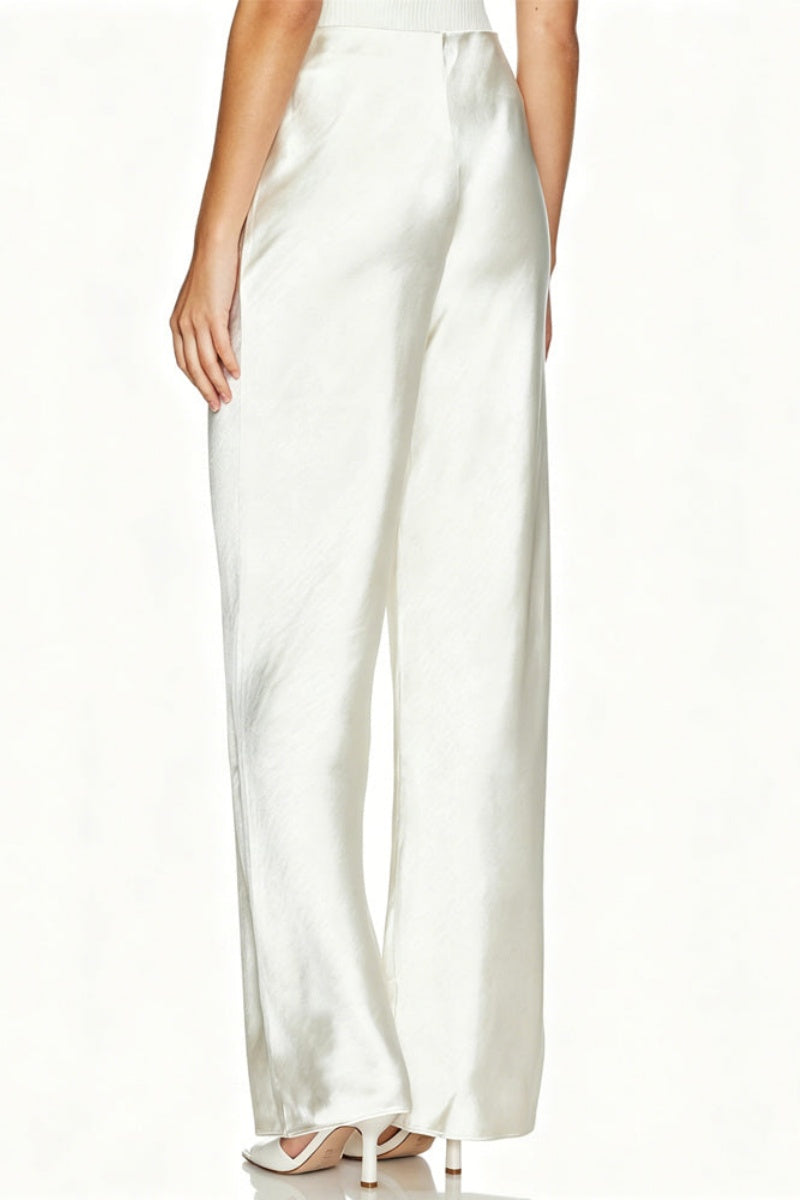 Cape Sleeve Satin Wide-Leg Set