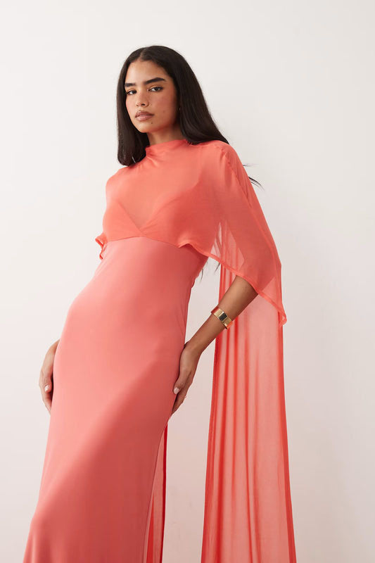 Pinalaking Cape Maxi Dress