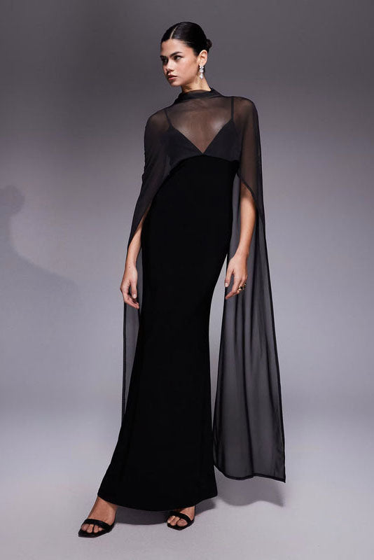 Pinalaking Cape Maxi Dress