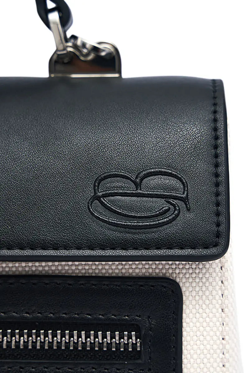 New Pebbled Leather & Canvas Shoulder Crossbody Tote