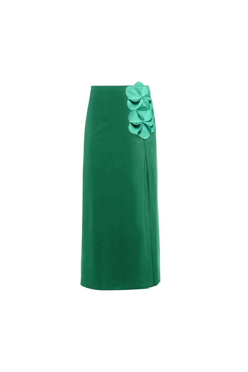 Green One-Shoulder 3D Floral Swimsuit