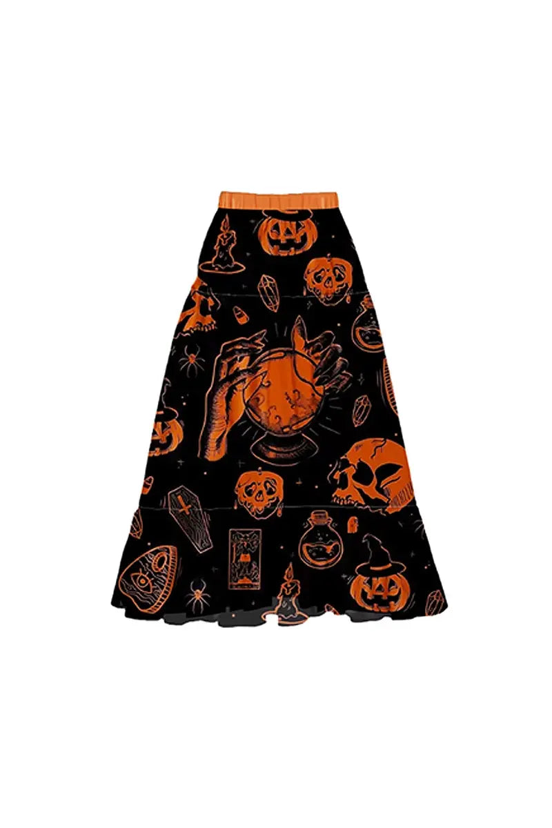 Halloween Pumpkin Skull Print Bikini Set