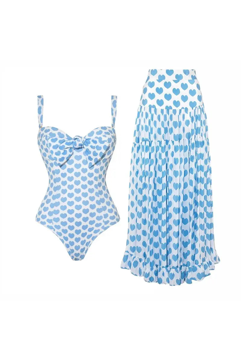 Printed One-Piece Skirted Swimsuit Set
