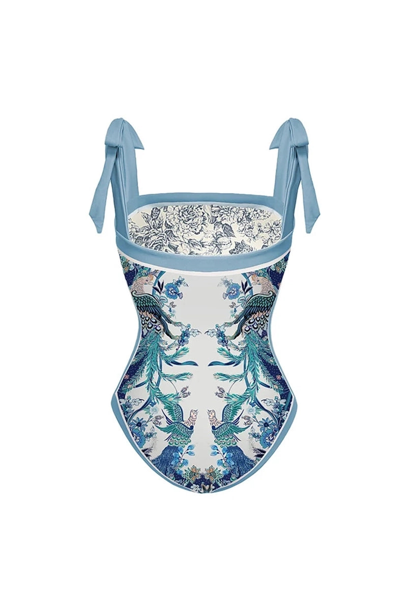 Reversible Tie Back Swimsuit and Skirt Set