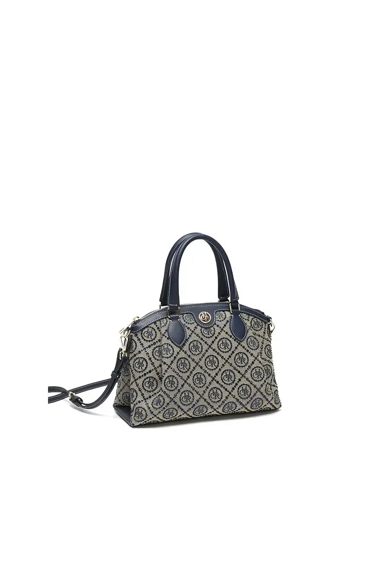 Star Detail Top Handle Tote Crossbody Bag