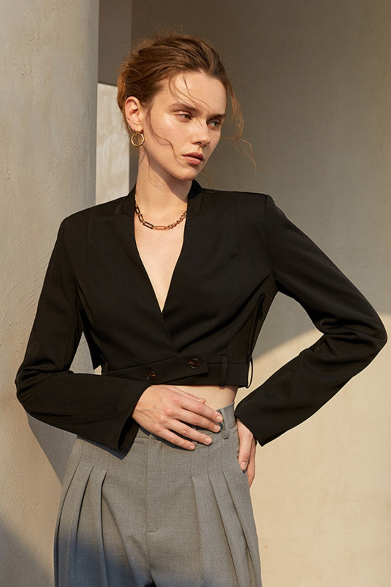 Cropped Black Blazer