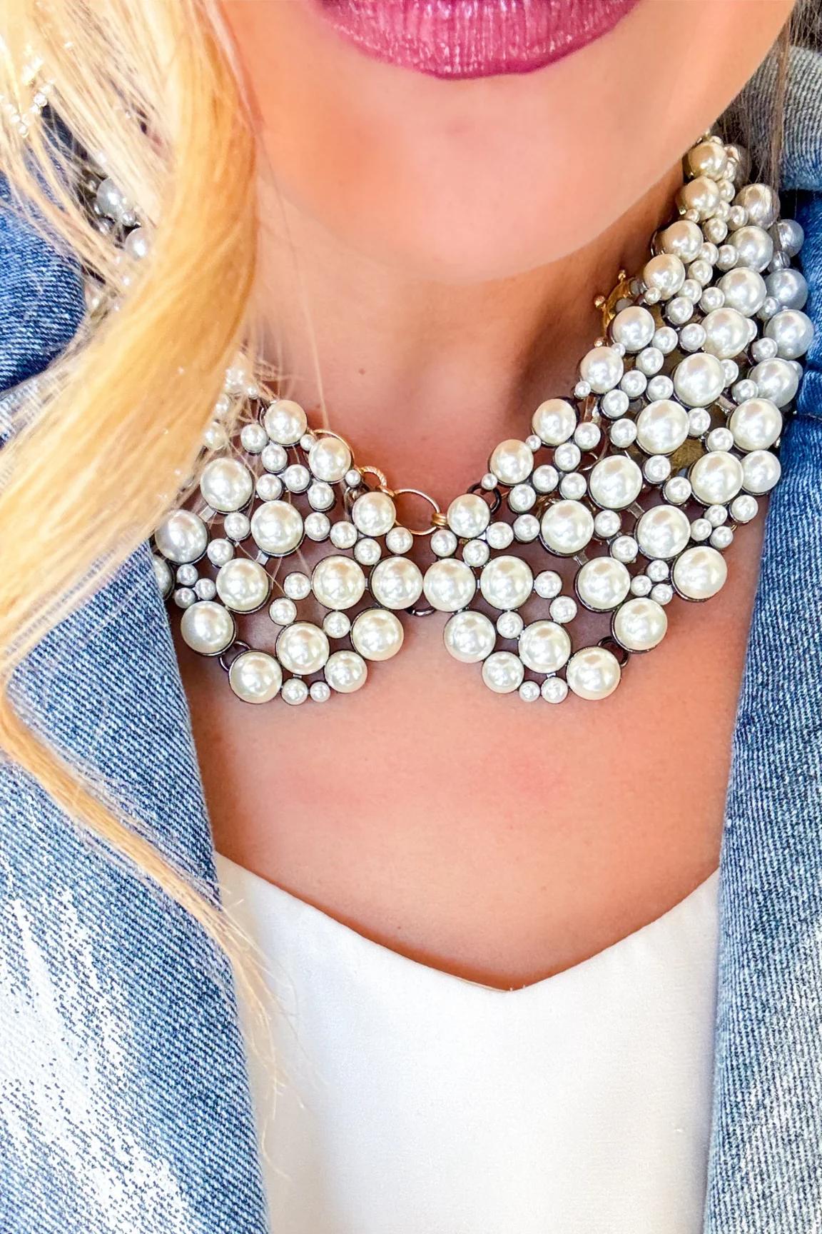 White Statement Collar Necklace