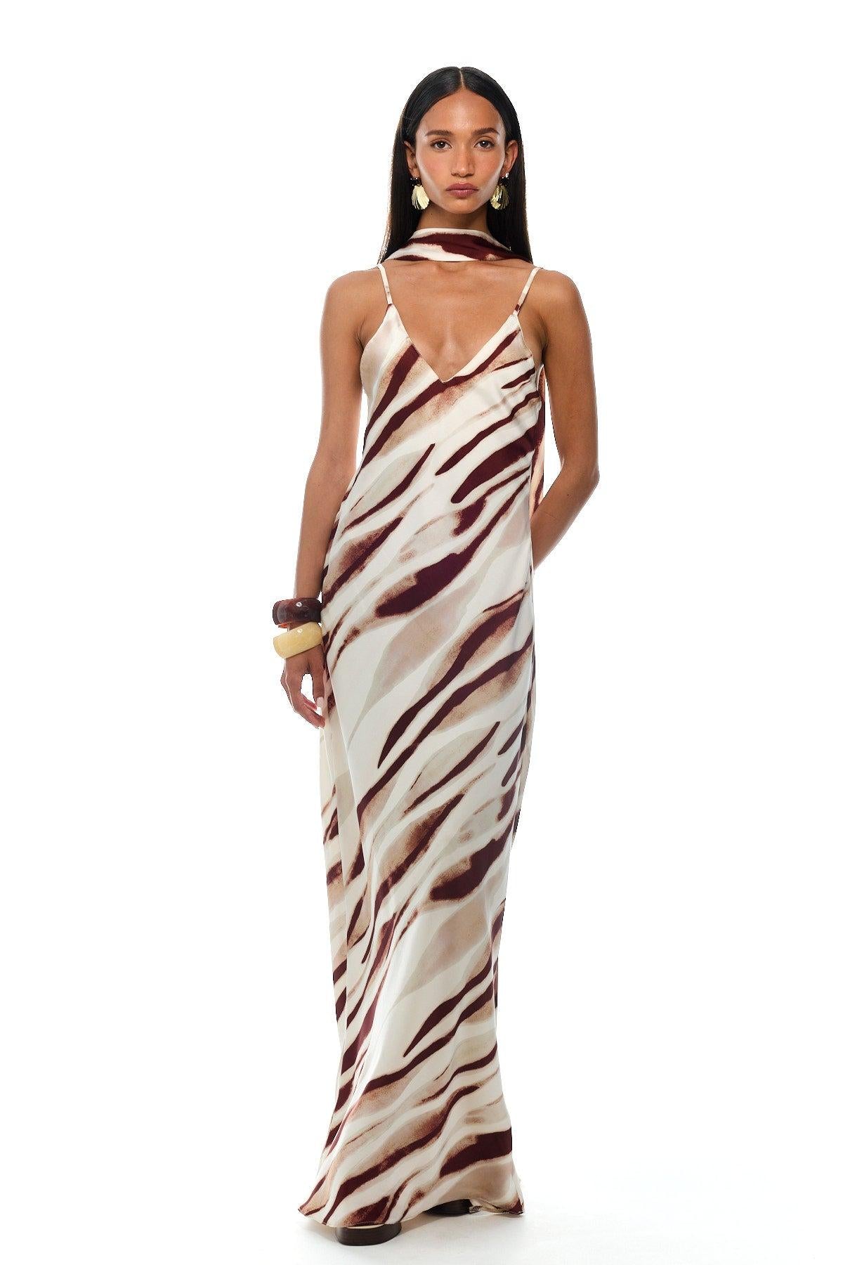 Romana Maxi Dress Brown Print