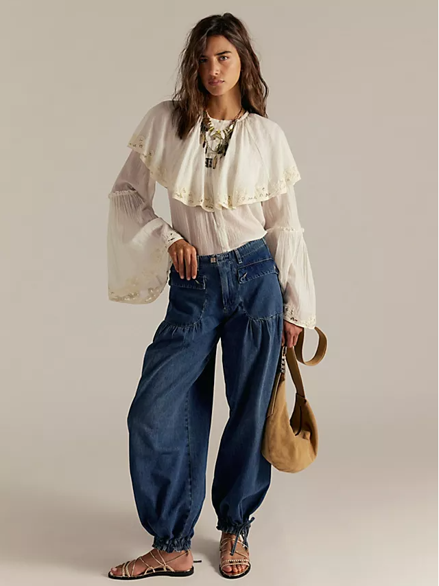 Navy Blue Strap Jeans