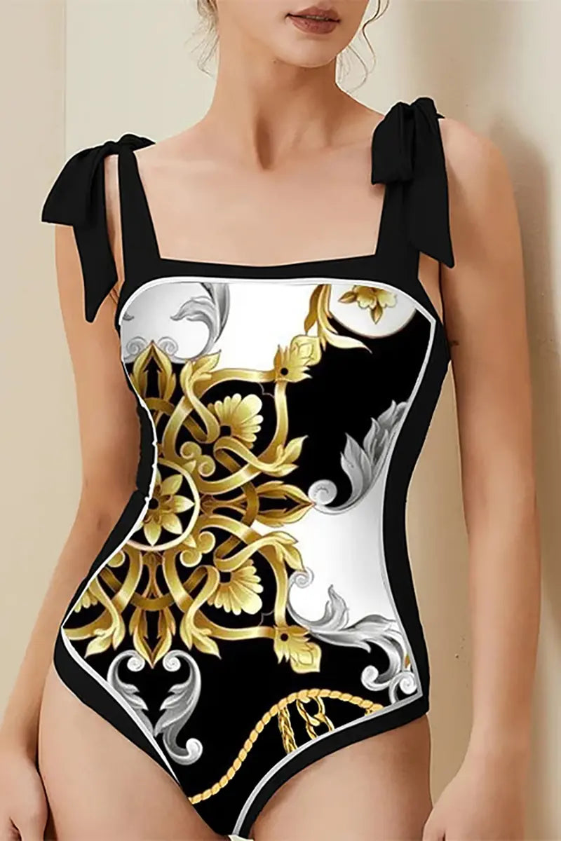 Reversible Retro Print One Piece Swimsuit