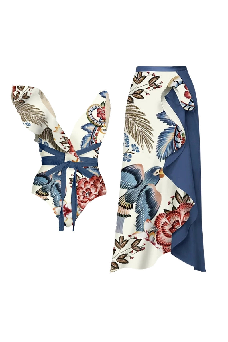 One-Shoulder Toucan Print Monokini