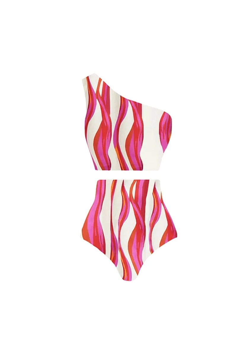 Halter Swimsuit and One Shoulder Bikini