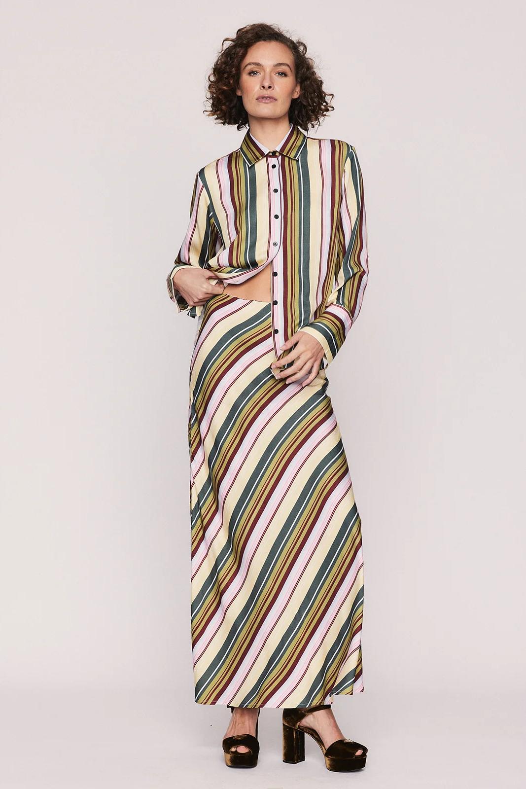 Vintage Striped Maxi Skirt Set